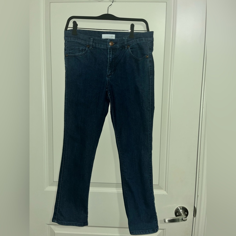 LOFT Modern Kick Crop Indigo Straight Leg Jeans 6/28